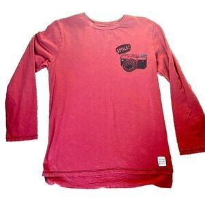 Zara Kids Long Sleeve Graphic Top Camera Smile! Red Size 9 134 cm